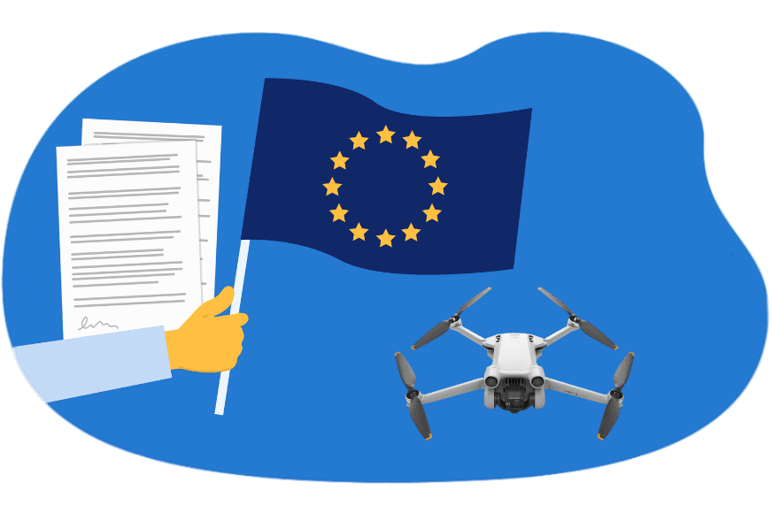 Die EU_Drohnenverordnung und die DJI Mini 3 Pro im Hintergrund